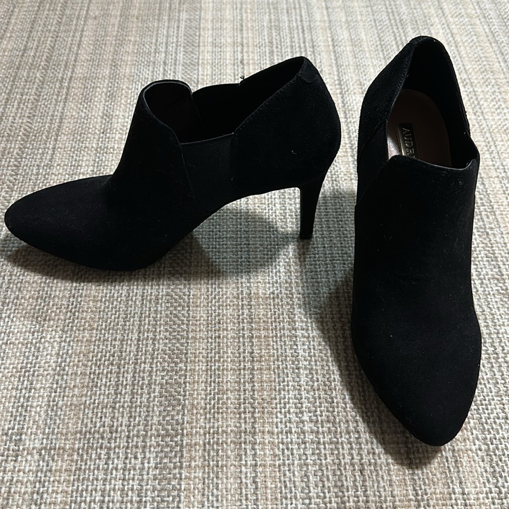 Black Suede Heeled Booties - Picture 3 of 6